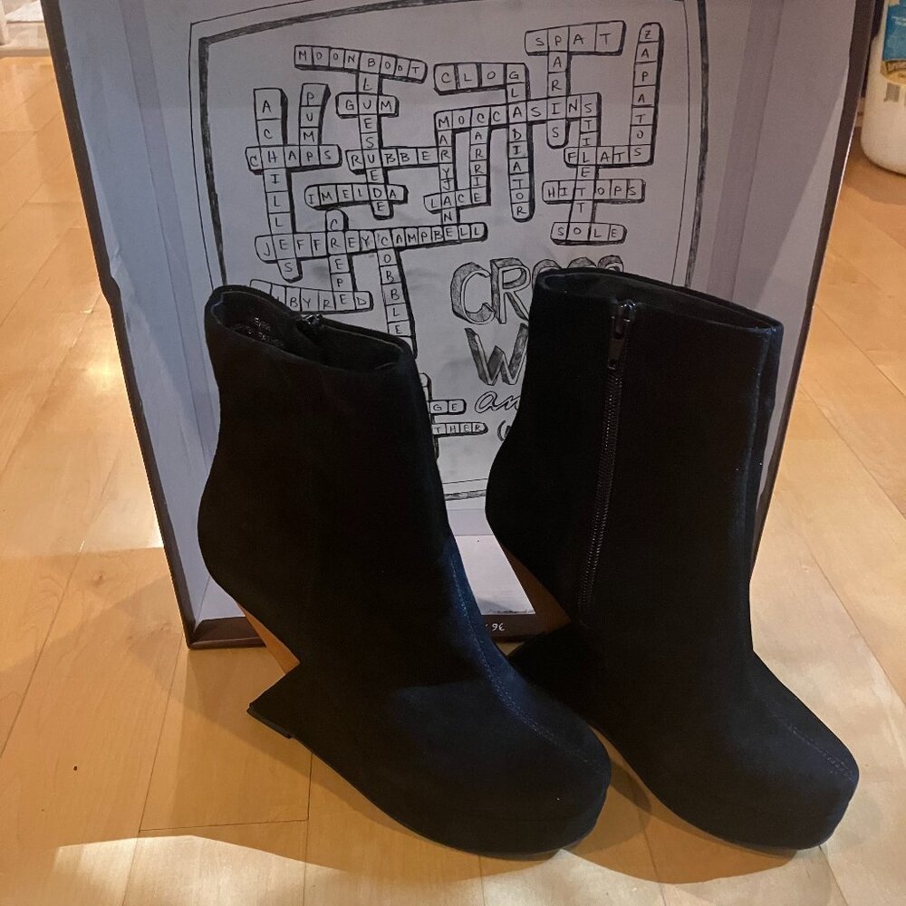Never worn black suede booties